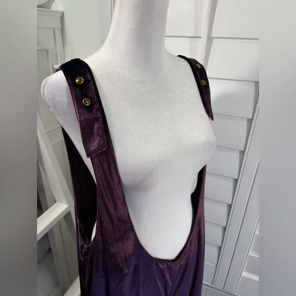 NWT Anthropologie Maeve Velvet Culotte Overalls Wide Leg Cropped Jumpsuit - Picture 4 of 6